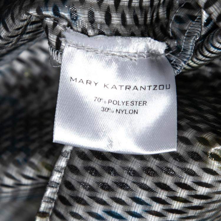Pre Owned Mary Katrantzou Silver and Blue Metallic Drop Waist Jaspa Dress S