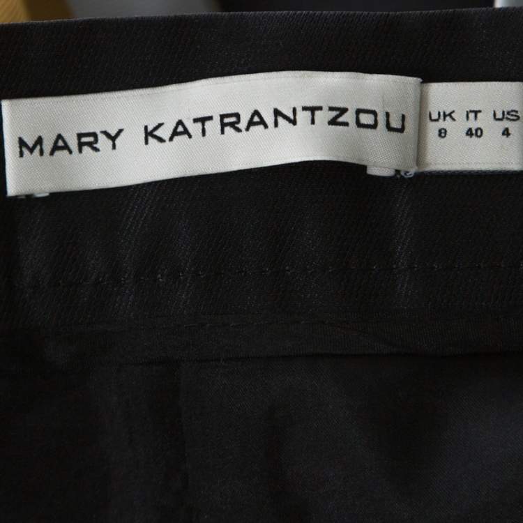 Pre Owned Mary Katrantzou Black Floral & Stripe Print Short Algernon Skirt S