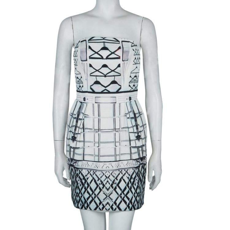 Pre Owned Mary Katrantzou Printed Strapless Dress M