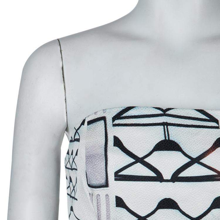 Pre Owned Mary Katrantzou Printed Strapless Dress M