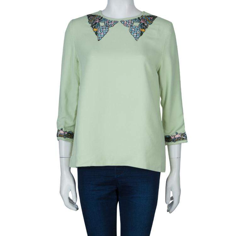 Pre Owned Mary Katrantzou Green Embellished Top M