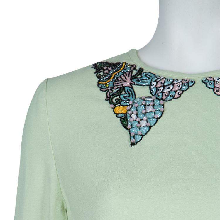 Pre Owned Mary Katrantzou Green Embellished Top M