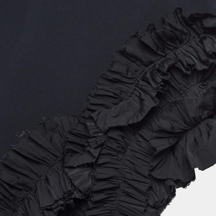 Pre Owned Maticevski Black Crepe Ruffled Asymmetric Gown M