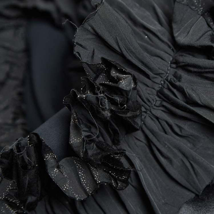 Pre Owned Maticevski Black Crepe Ruffled Asymmetric Gown M