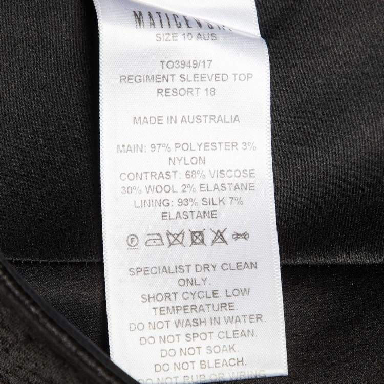 Pre Owned Maticevski Black Crepe Regiment One Shoulder Crop Top M