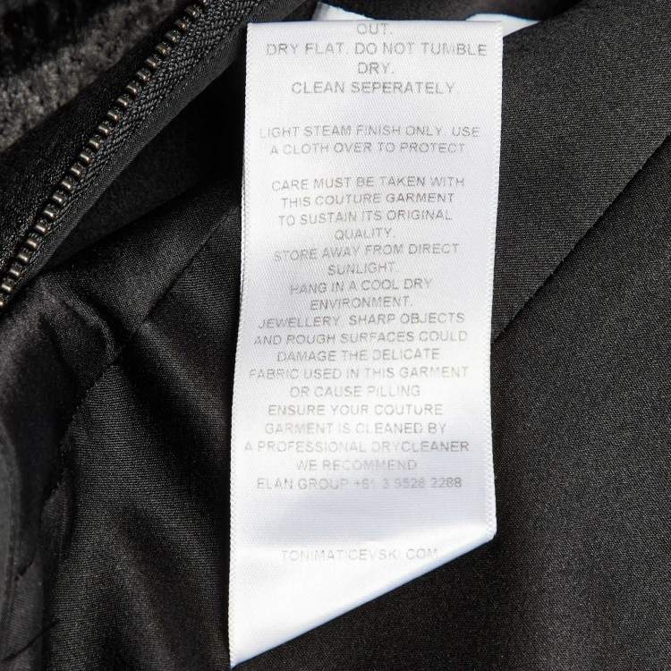 Pre Owned Maticevski Black Crepe Regiment One Shoulder Crop Top M