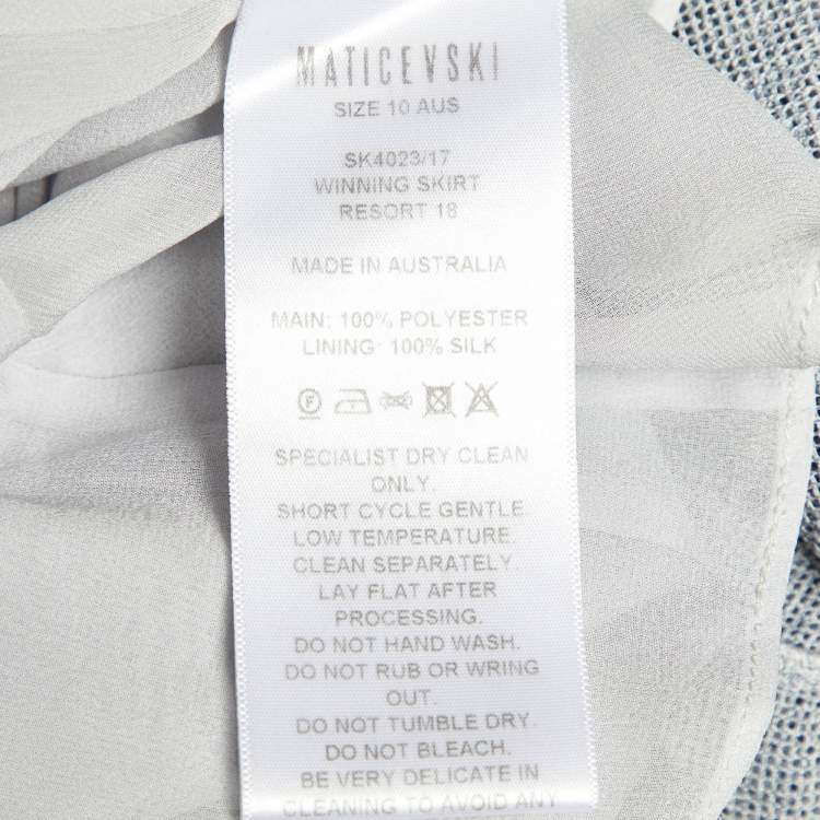 Pre Owned Maticevski Grey Mesh Tiered Drape Asymmetric Skirt M