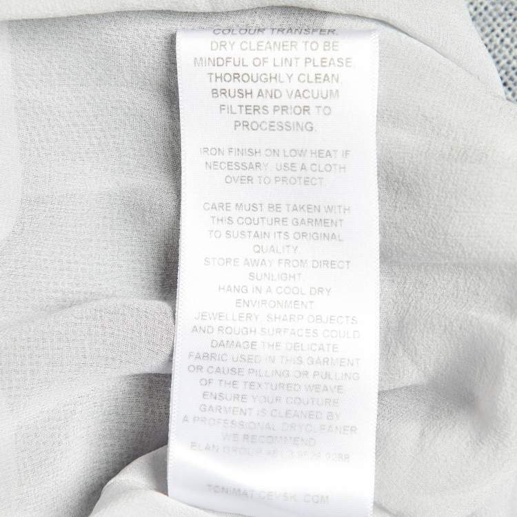 Pre Owned Maticevski Grey Mesh Tiered Drape Asymmetric Skirt M