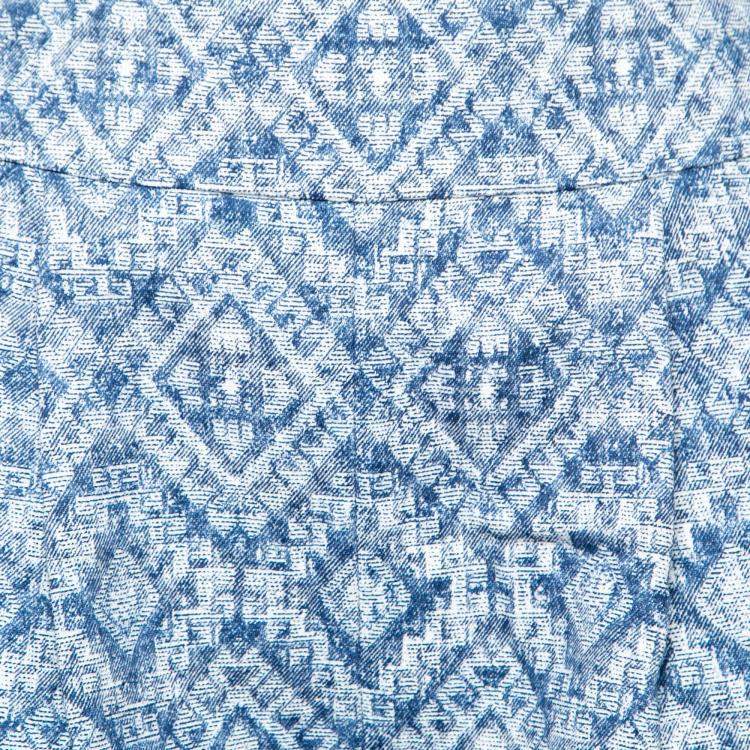 Pre Owned Matthew Williamson Indigo Ikat Pattern Jacquard High Waist Shorts M
