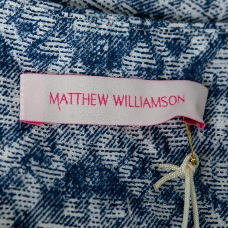 Pre Owned Matthew Williamson Indigo Ikat Pattern Jacquard High Waist Shorts M