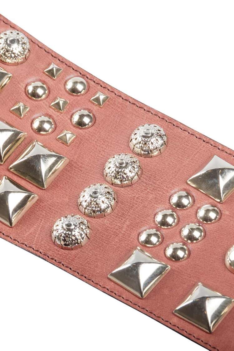 Pre Owned Matthew Williamson Brown Leather Studded Waist Belt 85CM