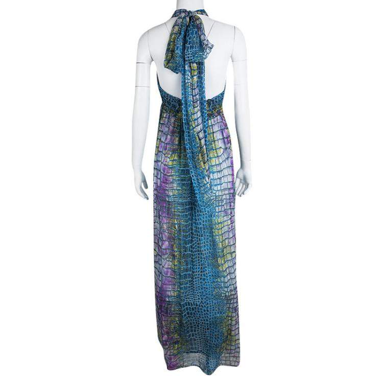 Pre Owned Matthew Williamson Escape Multicolor Printed Halter Neck Dress L