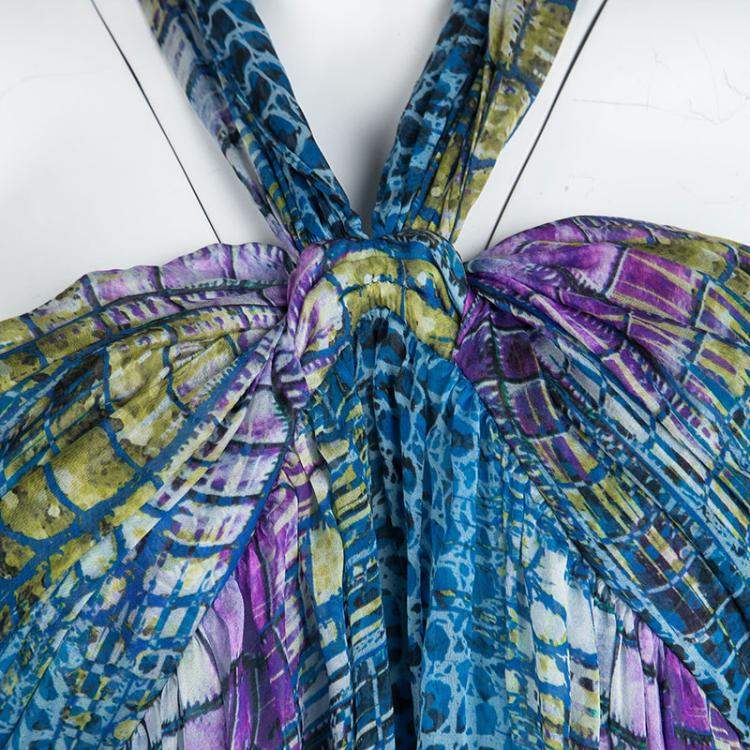 Pre Owned Matthew Williamson Escape Multicolor Printed Halter Neck Dress L