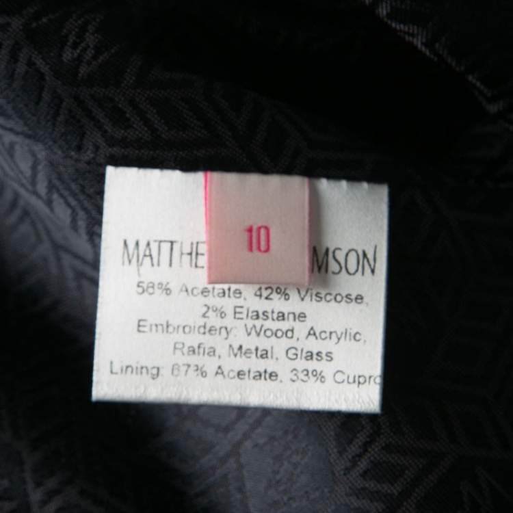 Pre Owned Matthew Williamson Navy Blue Embellished Neck Detail Zip Front Jacket M
