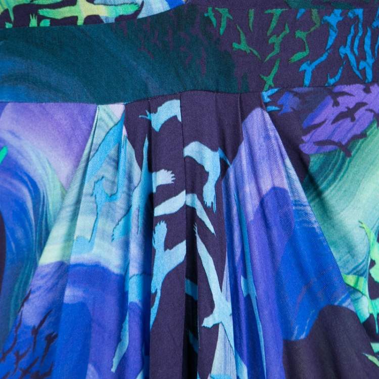 Pre Owned Matthew Williamson Escape Multicolor Bird Print Tassel Detail Maxi Dress M