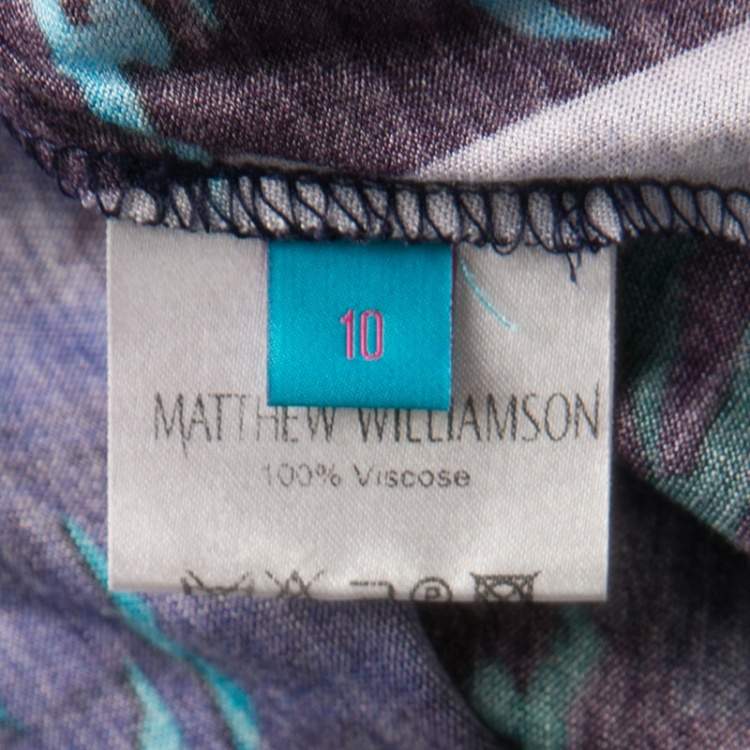 Pre Owned Matthew Williamson Escape Multicolor Bird Print Tassel Detail Maxi Dress M