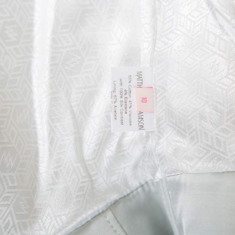 Pre Owned Matthew Williamson Grey Floral Printed Tulle Layered Box Jacket M