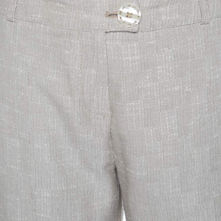 Pre Owned Matthew Williamson Beige Embellished Patch Detail Wide Leg Pants M