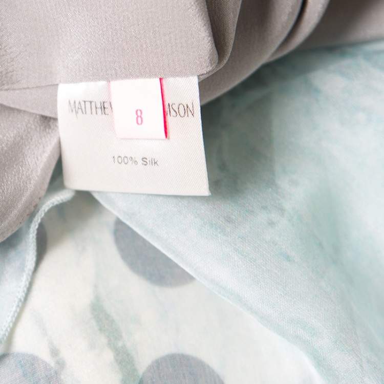 Pre Owned Matthew Williamson Printed Silk Draped Strapless Dress S