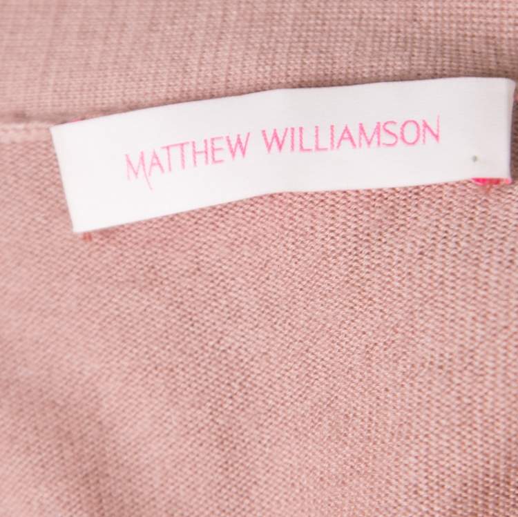 Pre Owned Matthew Williamson Caramel Brown Wool Cashmere Embellished Button Front Cardigan S