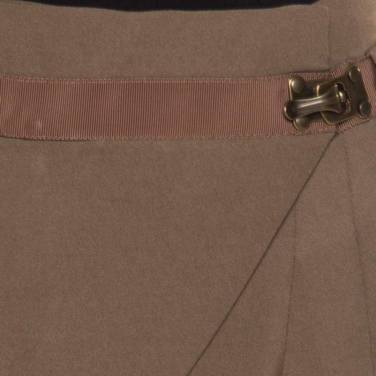Pre Owned Matthew Williamson Mocha Brown Crepe Cuffed Trousers M