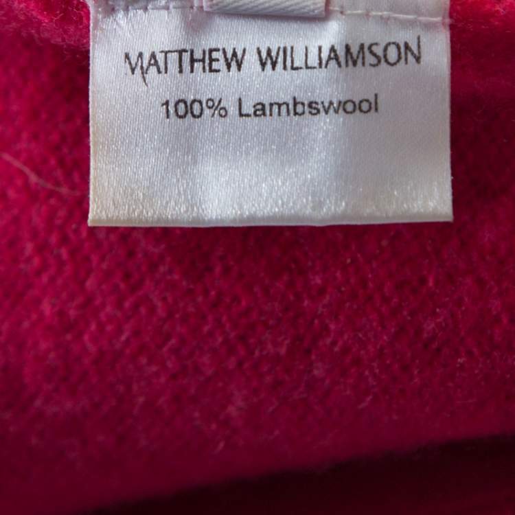 Pre Owned Matthew Williamson Pink Fair Isle Patterned Wool Button Front Cardigan S