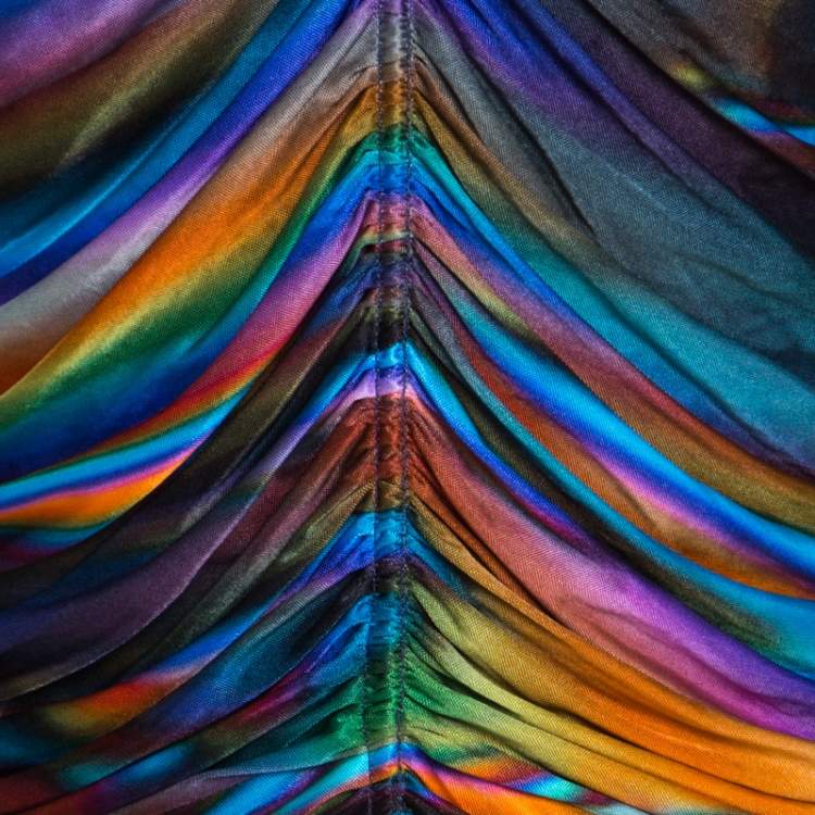 Pre Owned Matthew Williamson Multicolor Printed Ruched Jersey Long Sleeve Dress M