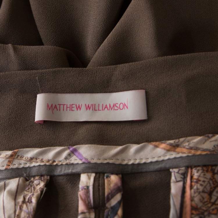 Pre Owned Matthew Williamson Mocha Brown Crepe Cuffed Trousers S