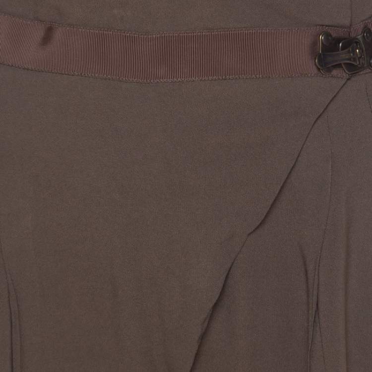 Pre Owned Matthew Williamson Mocha Brown Crepe Cuffed Trousers S