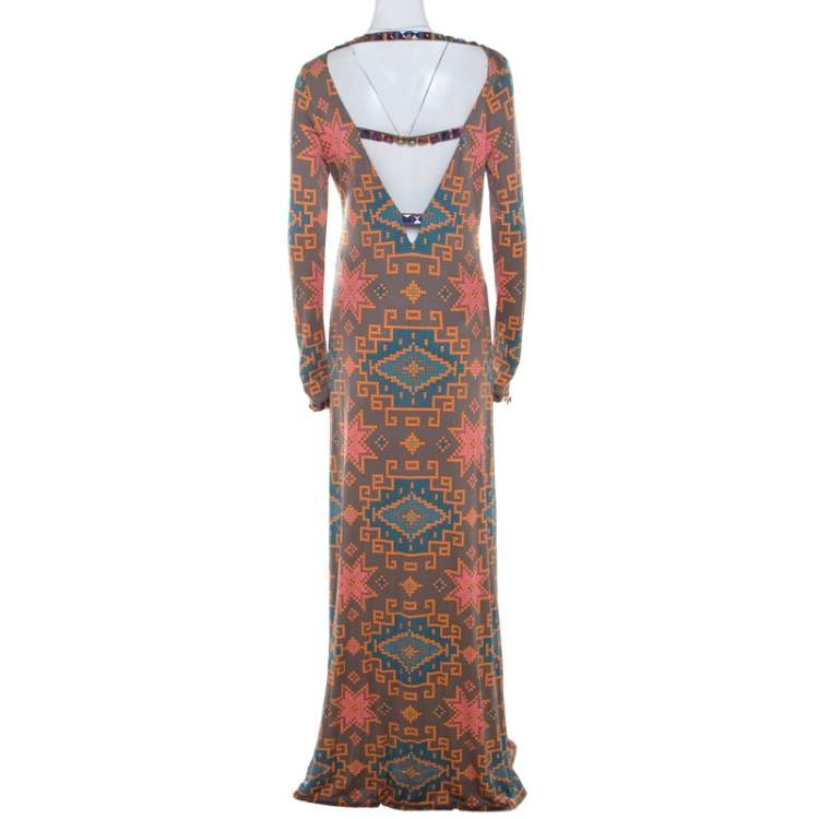 Pre Owned Matthew Williamson Multicolor Block Printed Silk Jersey Dress M 