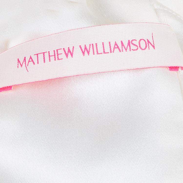 Pre Owned Matthew Williamson Cream Embellished Gown S