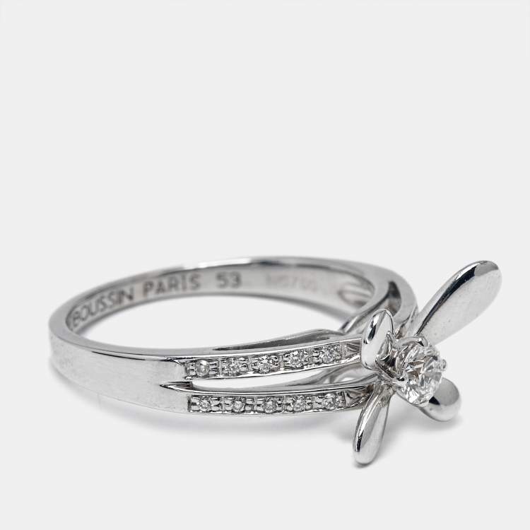 Pre Owned Mauboussin Moi Aimer Toi Diamonds 18k White Gold Ring Size 53