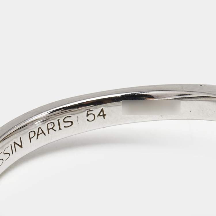 Pre Owned Mauboussin Etoile de Vie Mother of Pearl DIamonds 18k White Gold Ring Size 53