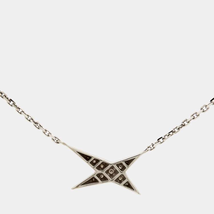 Pre Owned Mauboussin Valentin For You Star Diamond 18k White Gold Necklace