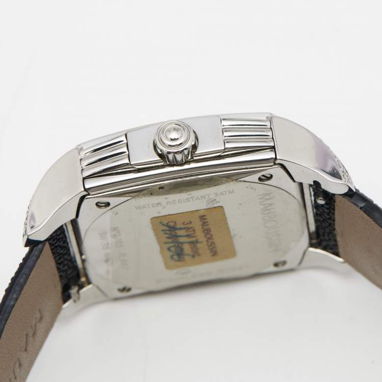 Pre Owned Mauboussin Mother Of Pearl Diamond Stainless Steel Stingray R.907 Women's Wristwatch 31 mm