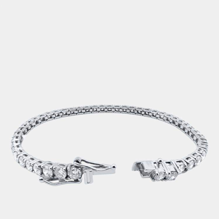 Pre Owned 2.5 cts Brilliant Cut Round Lab Grown Diamond 14K Solid White Gold 7" Tennis Bracelet