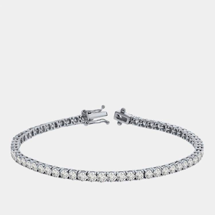 Pre Owned 4.00 cts Brilliant Round Lab Grown Diamond Tennis Bracelet 14K Solid White Gold 7"