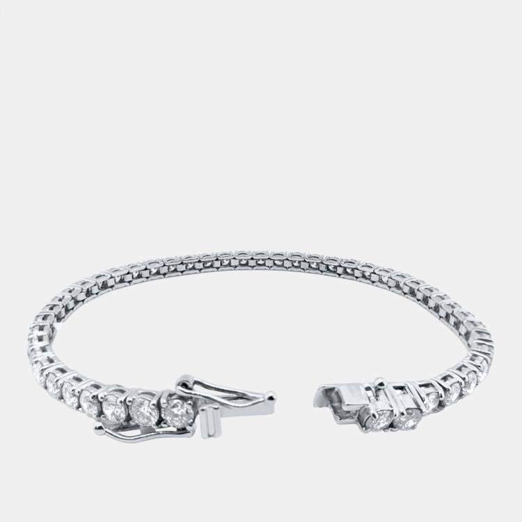 Pre Owned 4.00 cts Brilliant Round Lab Grown Diamond Tennis Bracelet 14K Solid White Gold 7"