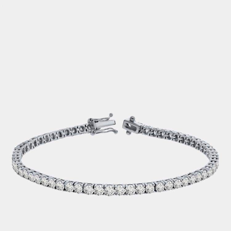 Pre Owned 5.00 cts Brilliant Cut Round Lab Grown Diamond 14K Solid White Gold 7" Tennis Bracelet