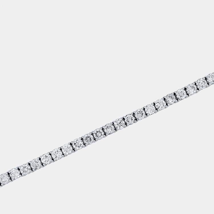 Pre Owned 6.00 cts Brilliant Cut Round Lab Grown Diamond 14K Solid White Gold 7" Tennis Bracelet
