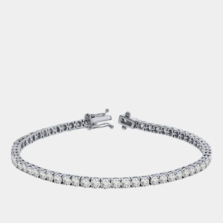 Pre Owned 8.00 cts Brilliant Cut Round Lab Grown Diamond 14K Solid White Gold 7" Tennis Bracelet