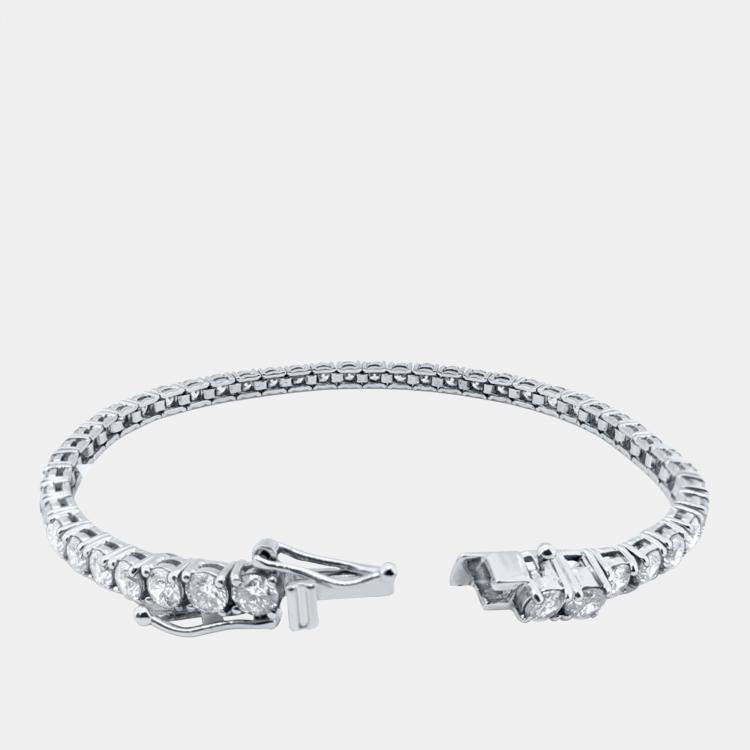 Pre Owned 8.00 cts Brilliant Cut Round Lab Grown Diamond 14K Solid White Gold 7" Tennis Bracelet