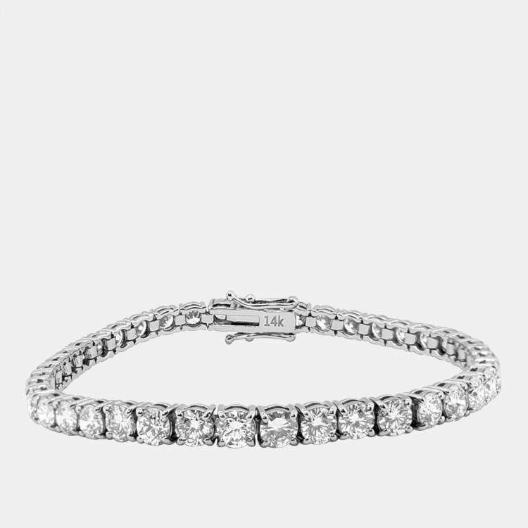 Pre Owned 8.00 cts Brilliant Cut Round Lab Grown Diamond 14K Solid White Gold 7" Tennis Bracelet