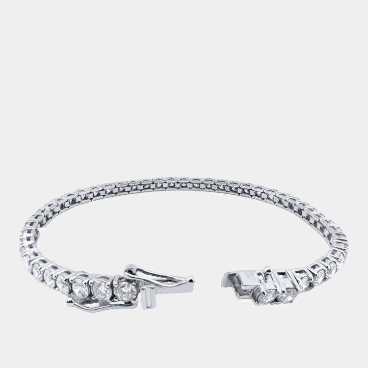 Pre Owned 10.00 cts Brilliant Cut Round Lab Grown Diamond 14K Solid White Gold 7" Tennis Bracelet