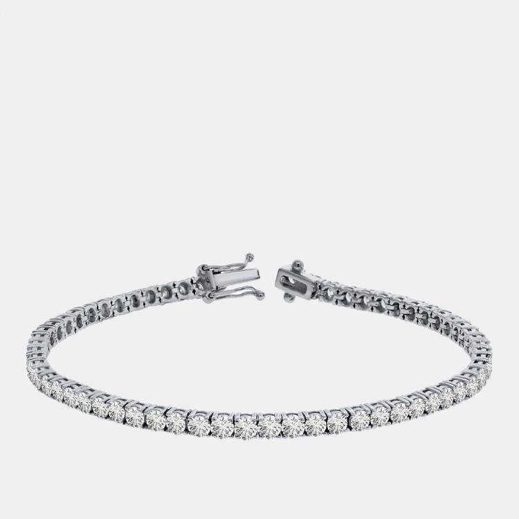 Pre Owned 10.00 cts Brilliant Cut Round Lab Grown Diamond 14K Solid White Gold 7" Tennis Bracelet