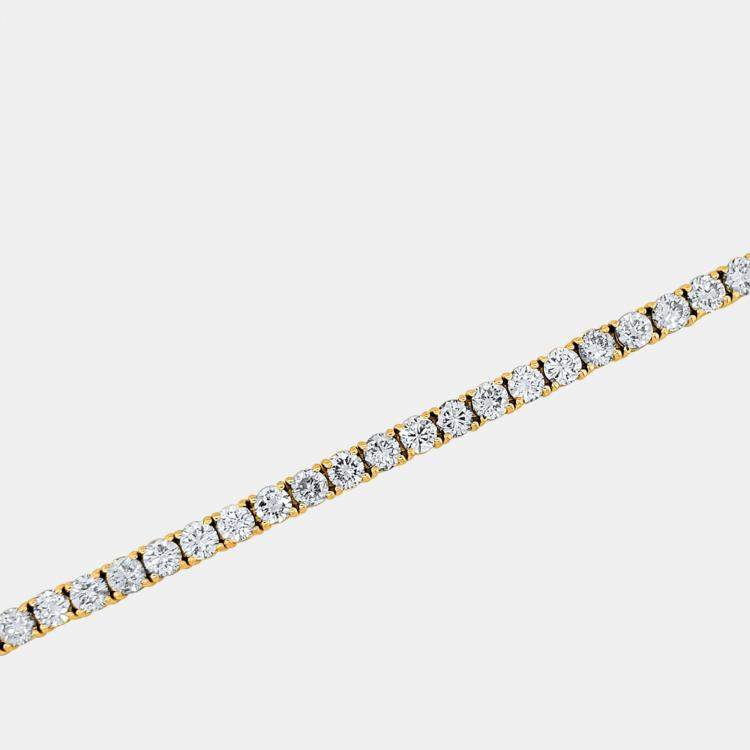 Pre Owned 10.00 cts Brilliant Cut Round Lab Grown Diamond 14K Solid Yellow Gold 7" Tennis Bracelet