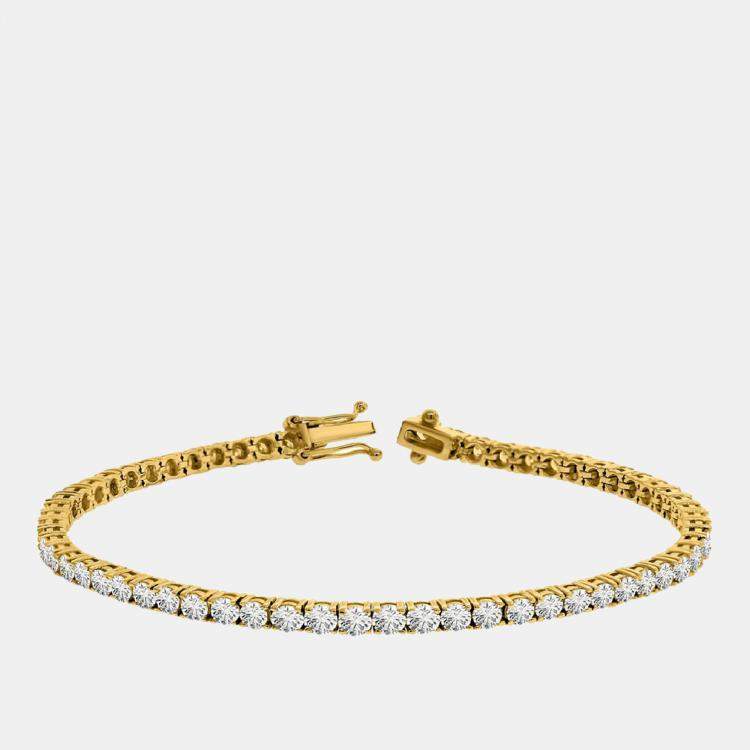 Pre Owned 10.00 cts Brilliant Cut Round Lab Grown Diamond 14K Solid Yellow Gold 7" Tennis Bracelet