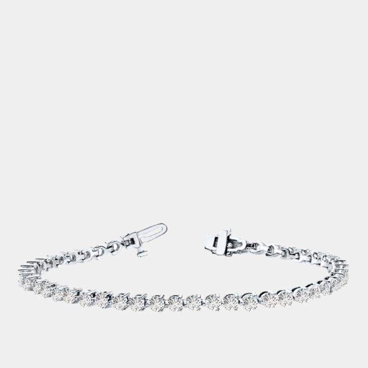 Pre Owned 4cts Lab Grown Diamond 14K White Gold 3-Prong 7" Tennis Bracelet