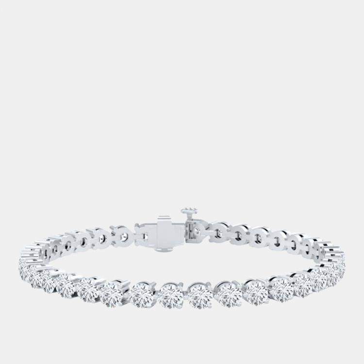 Pre Owned 4cts Lab Grown Diamond 14K White Gold 3-Prong 7" Tennis Bracelet