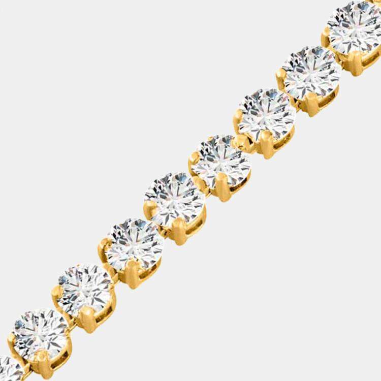 Pre Owned 4cts Lab Grown Diamond 14K Yellow Gold 3-Prong 7" Tennis Bracelet